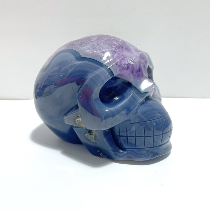 Unique Druzy Geode Amethyst Mixed Agate Skull Carving - Wholesale Crystals