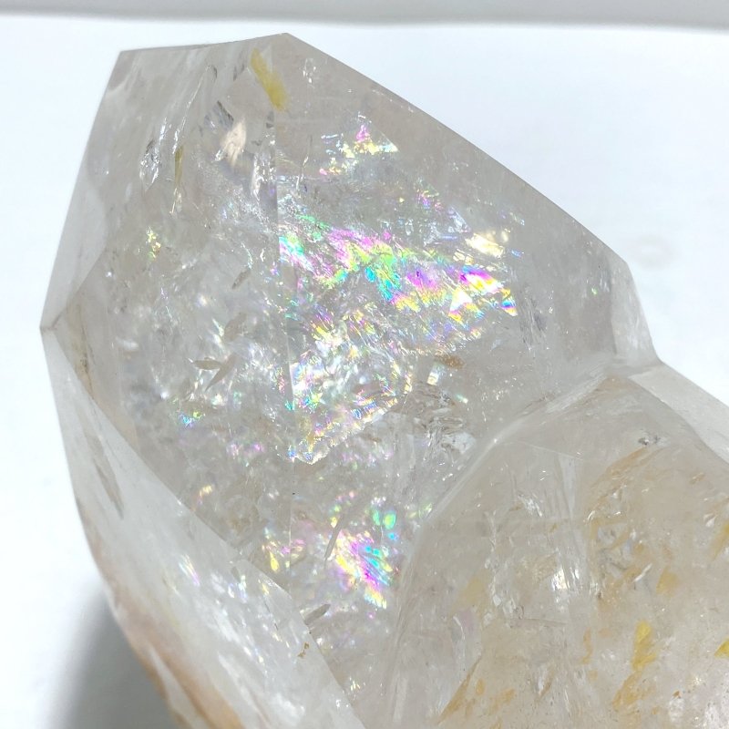 Unique Fire Quartz Dentritic Quartz Double Point With Rainbow With Stand - Wholesale Crystals