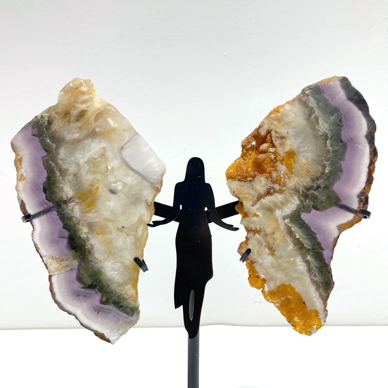 Unique Fluorite Mixed Pyrite Angel Wing With Stand - Wholesale Crystals