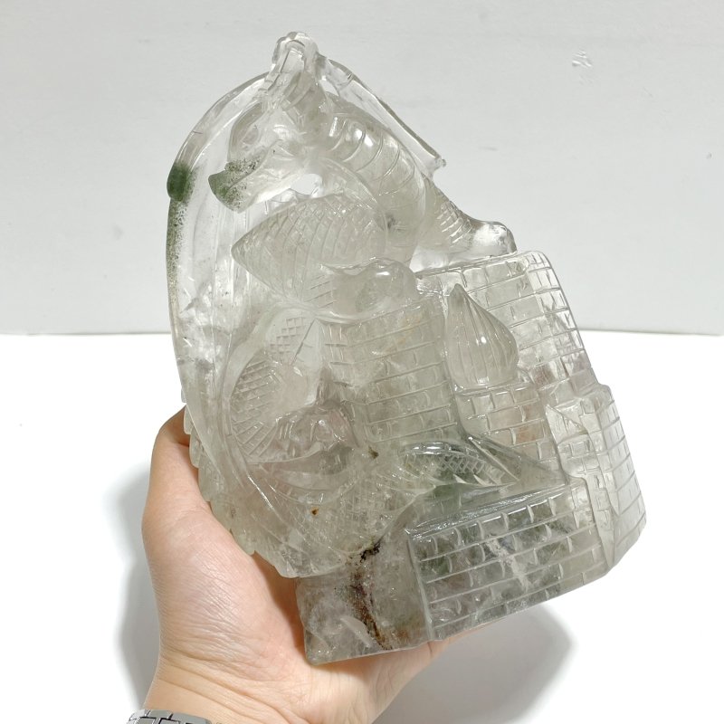 Unique Garden Quartz Flying Dragon Castle Carving - Wholesale Crystals