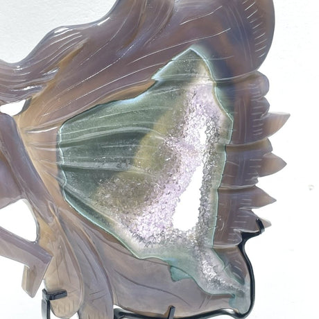 Unique Geode Druzy Agate Butterfly Fairy Carving With Stand - Wholesale Crystals