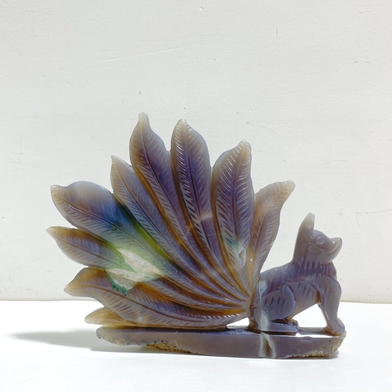 Unique Geode Druzy Agate Nine - tailed Fox Carving 2 - Wholesale Crystals