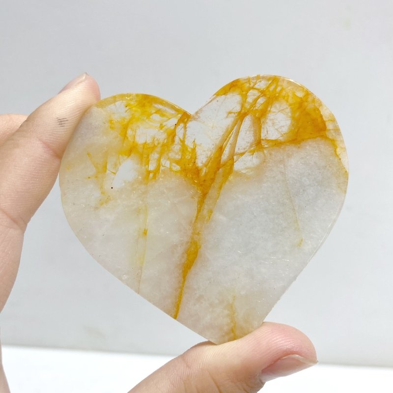 Unique Golden Hematoid Quartz Fire Quartz Heart Wing Carving With Stand -Wholesale Crystals