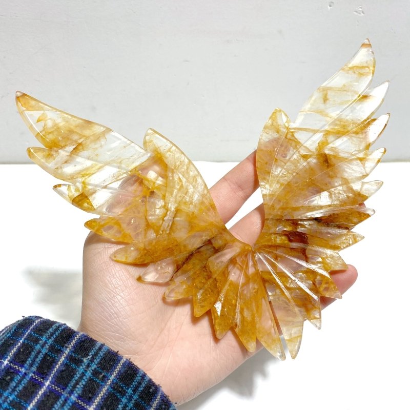 Unique Hematoid Quartz Golden Fire Quartz Butterfly Wing Carving With Stand - Wholesale Crystals