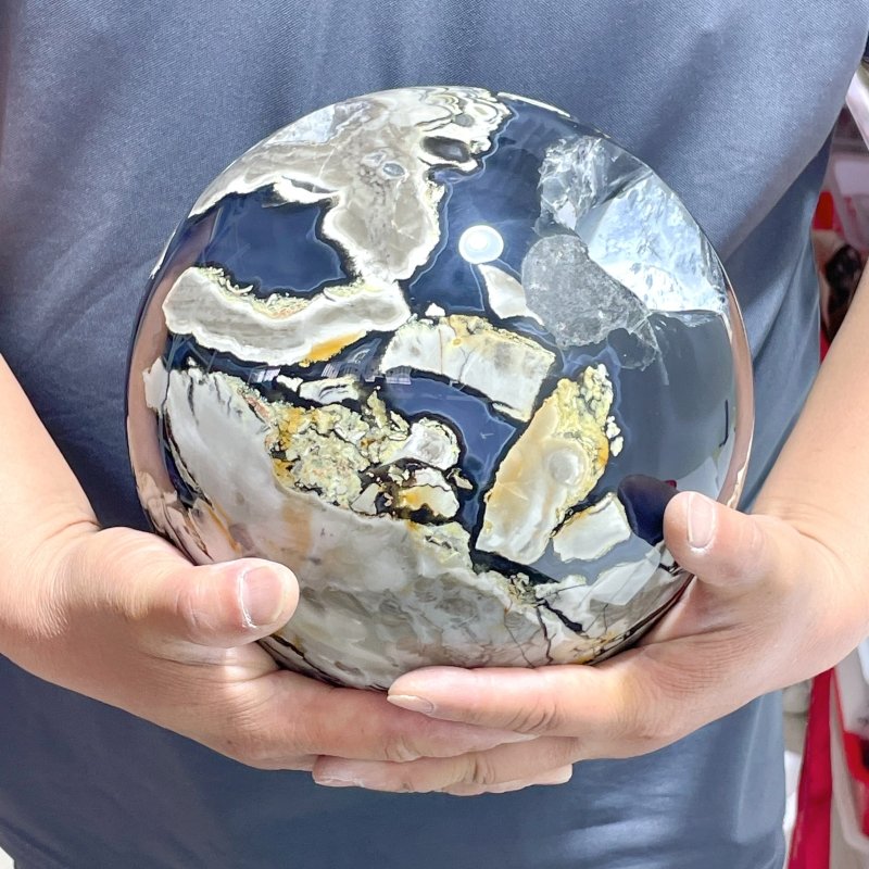 Unique Large 20.5cm Volcano Agate Sphere Ball (UV - Reactive) - Wholesale Crystals