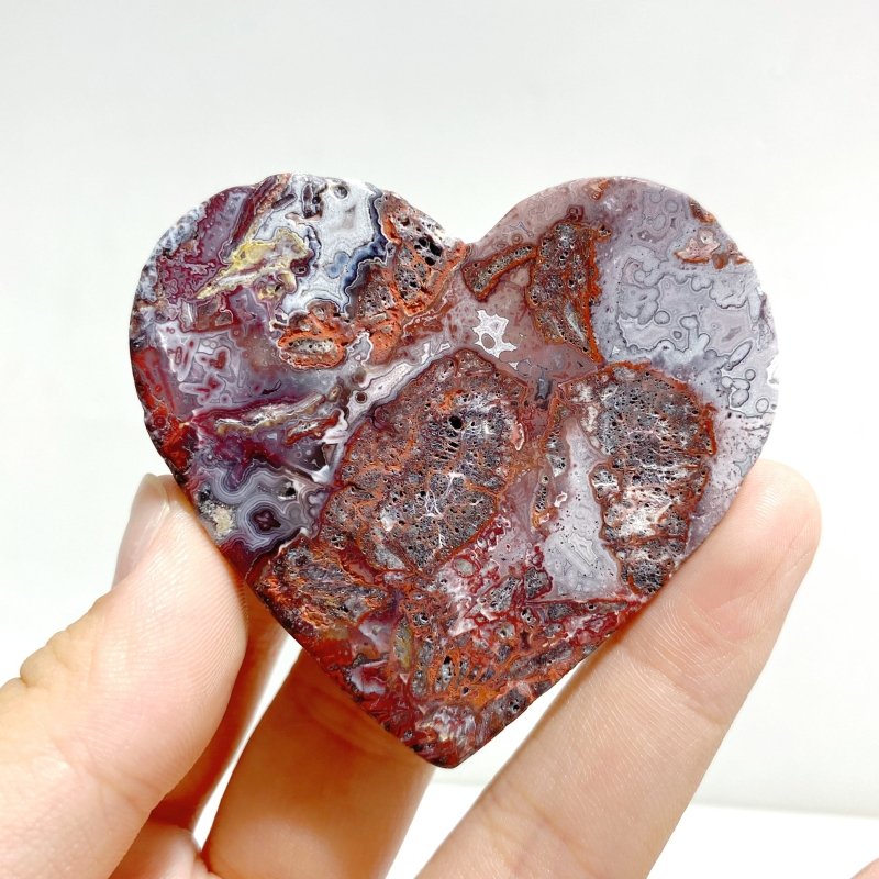 Unique Morocco Agate Heart Wing Carving With Stand -Wholesale Crystals