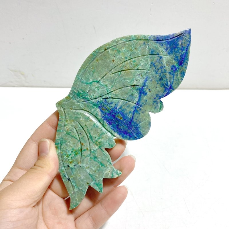 Unique Phoenix Pine Stone Butterfly Wing Carving With Stand - Wholesale Crystals