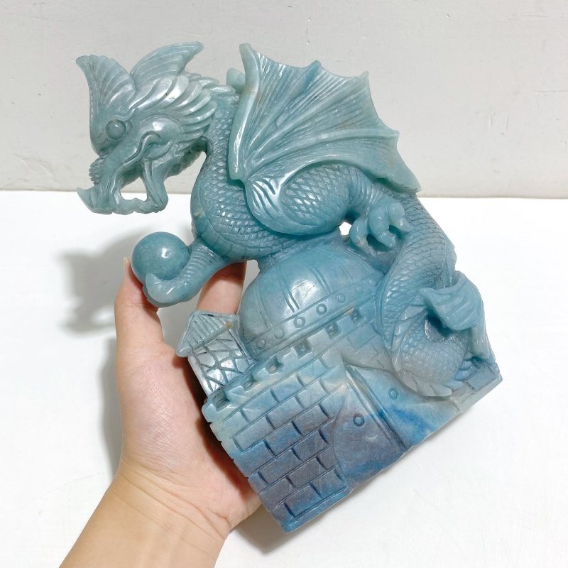Unique Trolleite Flying Dragon With Castle Carving -Wholesale Crystals