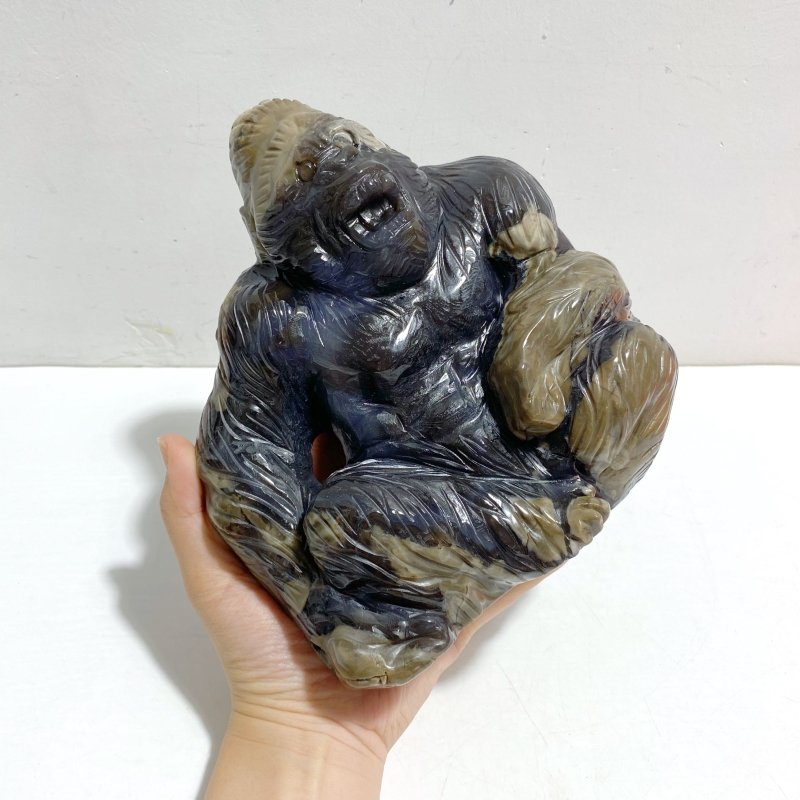 Unique Volcano Agate King Kong Ape Carving 4 -Wholesale Crystals