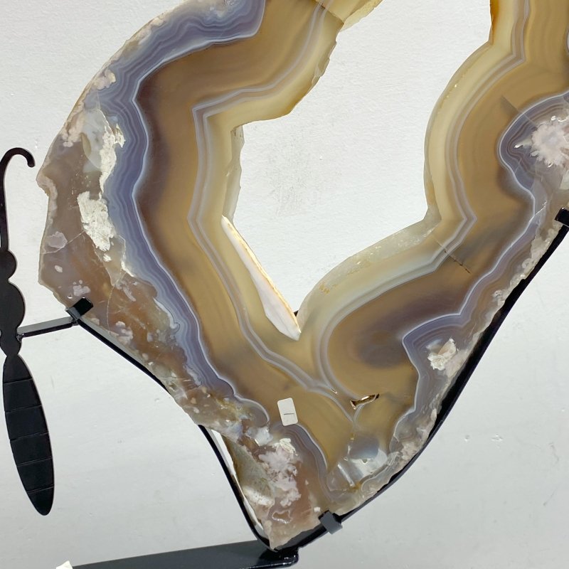 Very Large Beautiful Geode Druzy Sakura Flower Agate Butterfly Wing Carving With Stand 1 (Sea Freight Only) -Wholesale Crystals