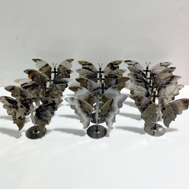 Volcano Agate Butterfly Wing Carving With Stand Wholesale (UV-Reactive) -Wholesale Crystals