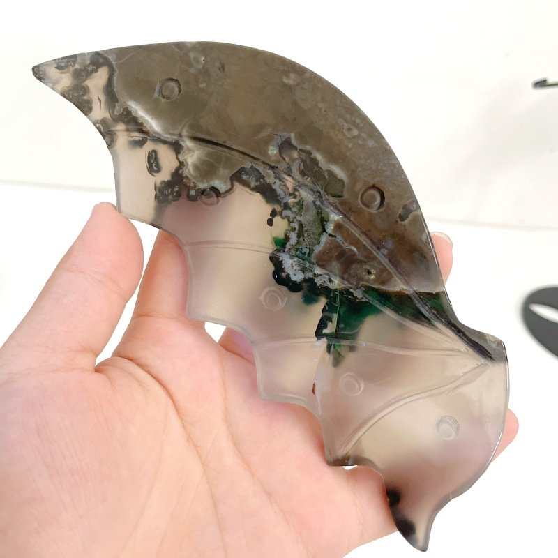 Volcano Agate Flying Dragon Carving With Stand (UV Reactive) - Wholesale Crystals