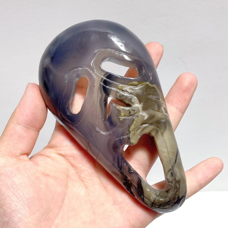 Volcano Agate Ghost Mask Carving Halloween Wholesale (UV - Reactive) - Wholesale Crystals