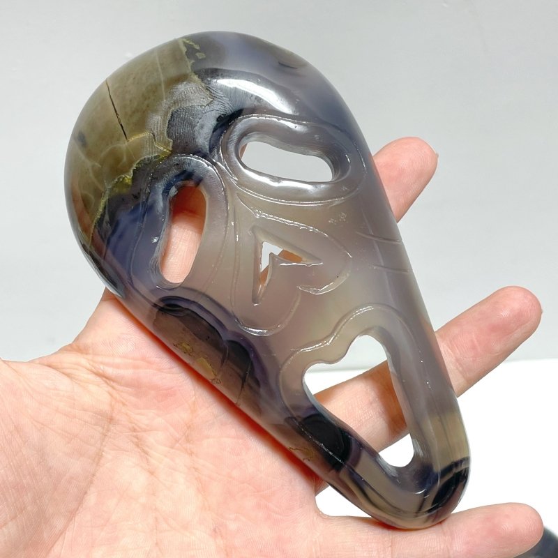 Volcano Agate Ghost Mask Carving Halloween Wholesale (UV - Reactive) - Wholesale Crystals