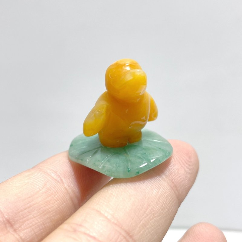 Yellow Agate Duck On Leaf Mini Carving Wholesale - Wholesale Crystals