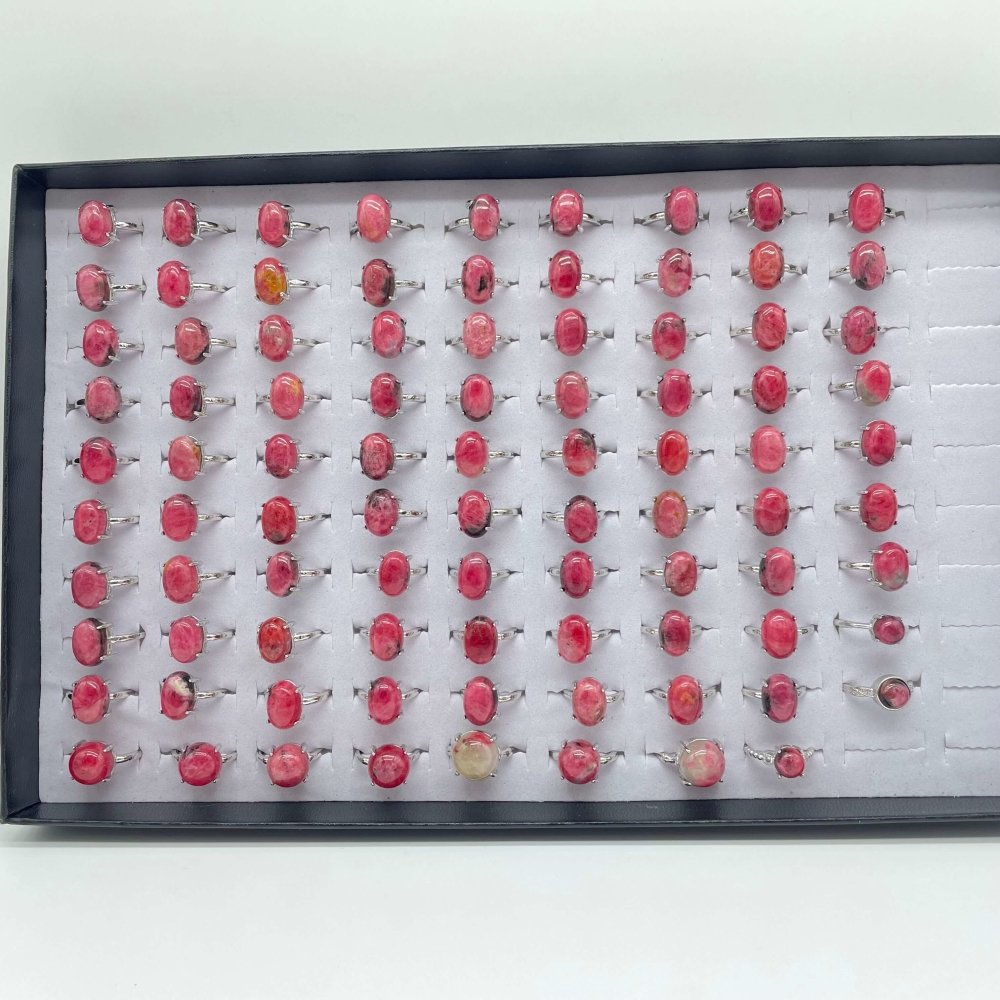 89 Pieces Pink Rhodonite Different Styles Ring -Wholesale Crystals