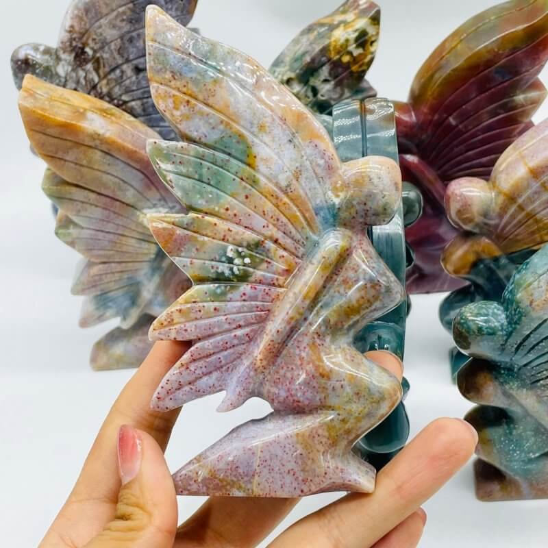 10 Pieces Beautiful Ocean Jasper Butterfly Fairy Carving -Wholesale Crystals