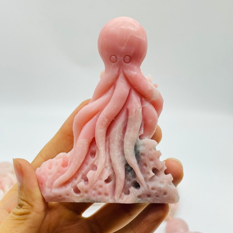 10 Pieces Beautiful Pink Opal Octopus Carving -Wholesale Crystals