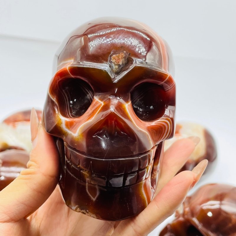 10 Pieces Carnelian Large Skull Carving -Wholesale Crystals