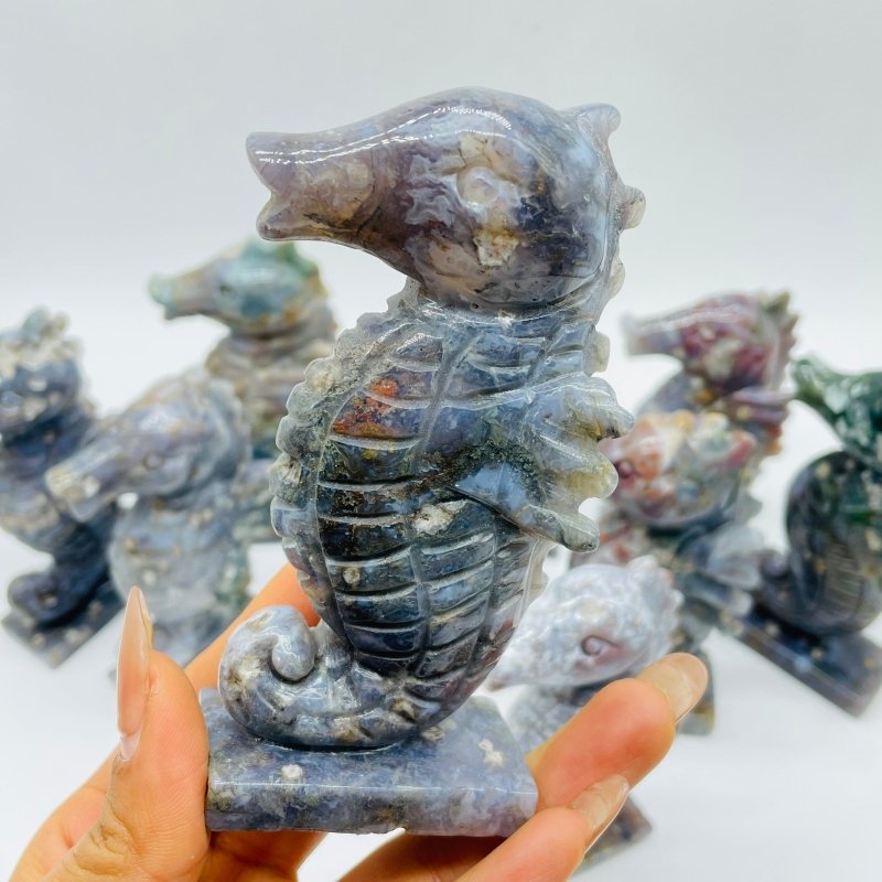10 Pieces Cute Ocean Jasper Seahorse Carving -Wholesale Crystals