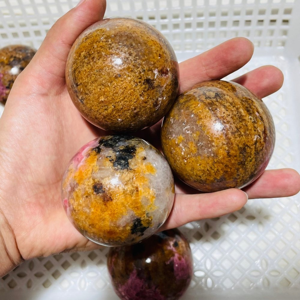 10 Pieces Red Rhodonite Mixed Quartz Spheres -Wholesale Crystals