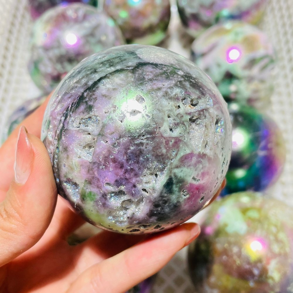 11 Pieces Aura Sphalerite Sphere Ball -Wholesale Crystals