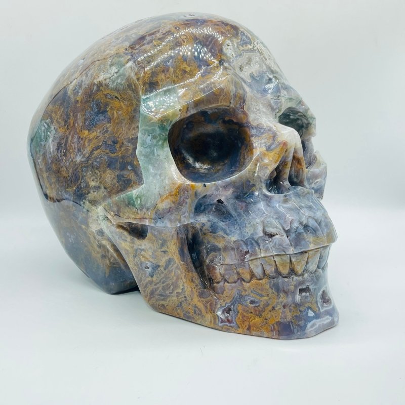 11.77kg(25.8lbs) Unique Large Ocean Jasper Geode Skull -Wholesale Crystals