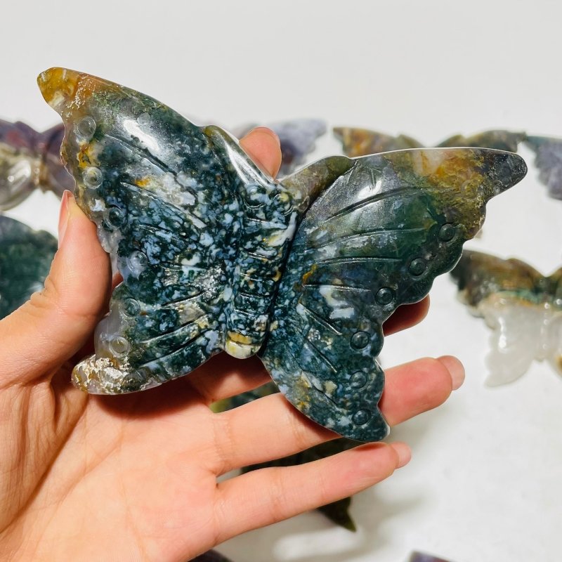 13 Pieces Colourful Ocean Jasper Large Butterfly Carving -Wholesale Crystals