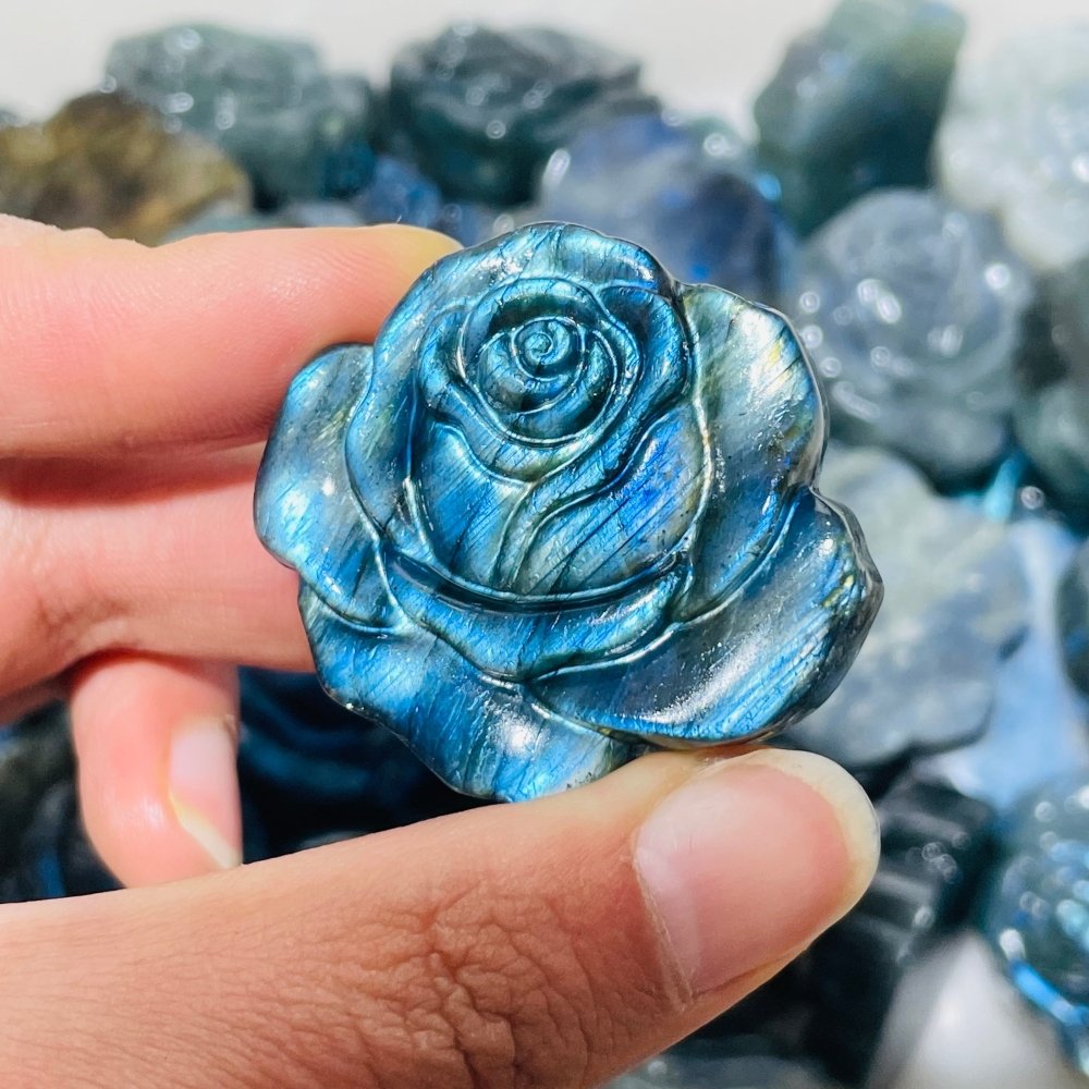 1.5Inch High Quality Labradorite Stone Flower Carving Wholesale -Wholesale Crystals