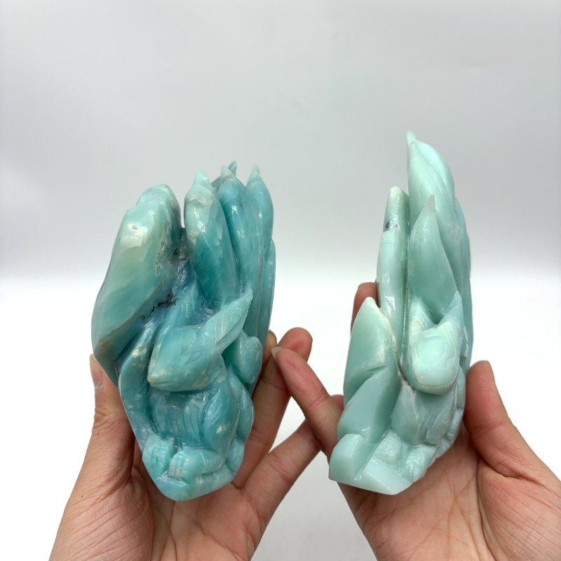 2 Pieces Caribbean Calcite Nine-tailed Fox Crystal Carving -Wholesale Crystals