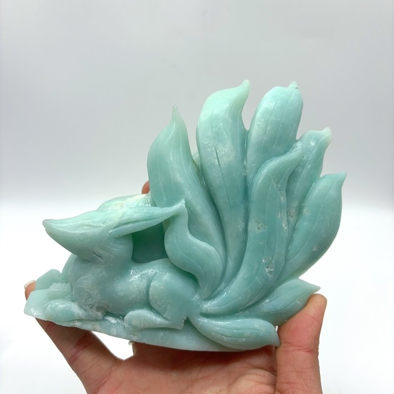2 Pieces Caribbean Calcite Nine-tailed Fox Crystal Carving -Wholesale Crystals