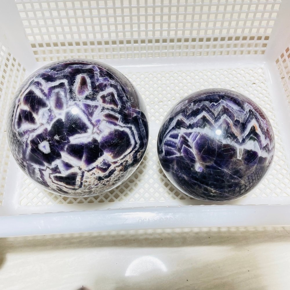 2 Pieces Large Chevron Amethyst Sphere -Wholesale Crystals