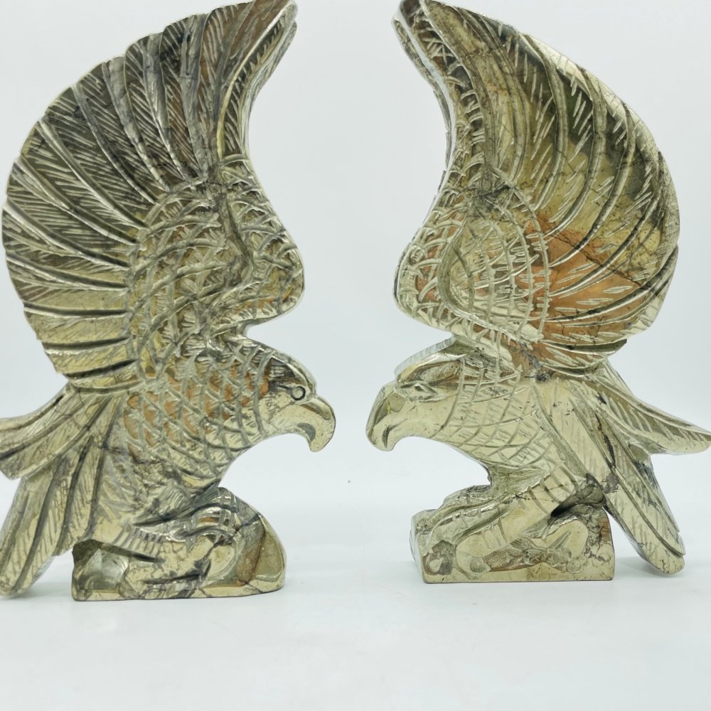 2 Pieces Pyrite Eagle Carving -Wholesale Crystals