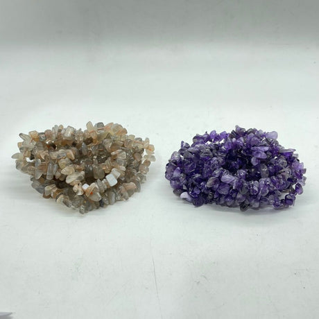 2 Types Chip Bracelet Wholesale Moonstone Mixed Sunstone Amethyst -Wholesale Crystals