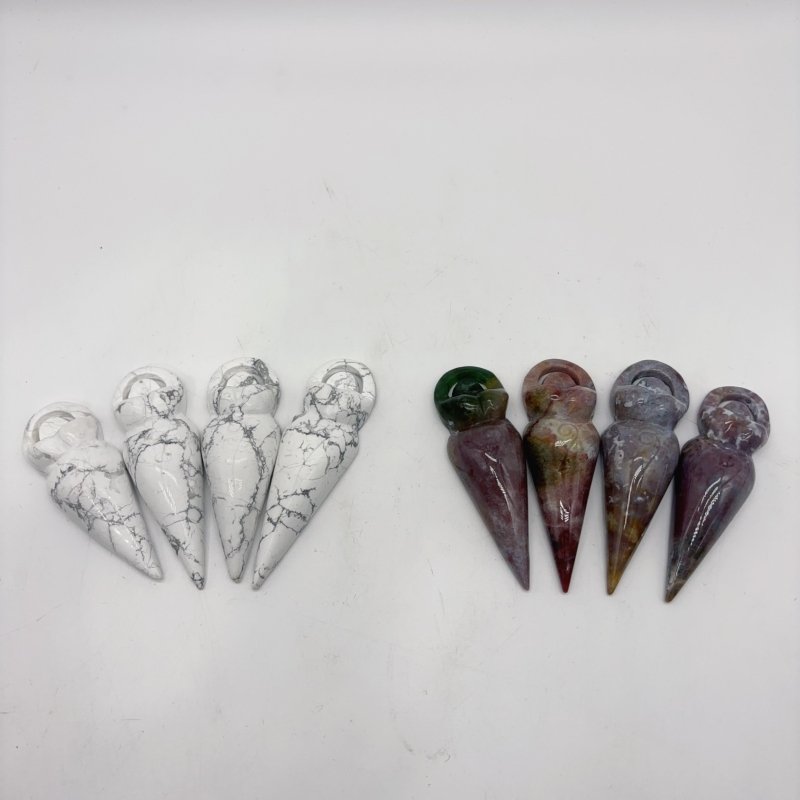 2 Types Spiral Goddess Carving Wholesale Howlite Ocean Jasper -Wholesale Crystals