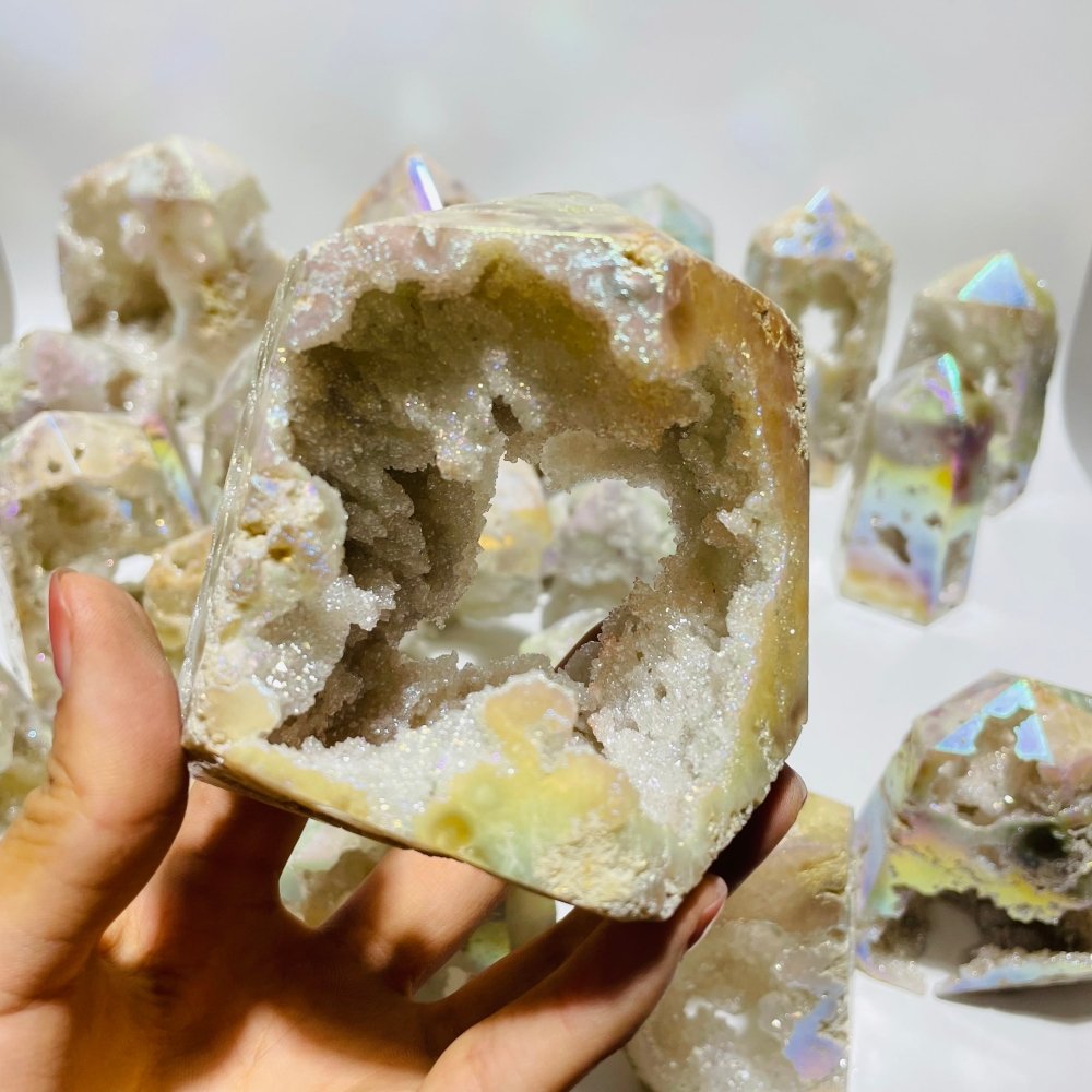20 Pieces Aura Geode Quartz Druzy Crystal Tower Points -Wholesale Crystals
