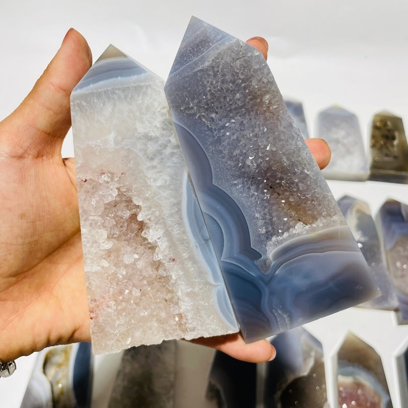 21 Pieces Beautiful Large Agate Geode Druzy Four-Sided Points -Wholesale Crystals