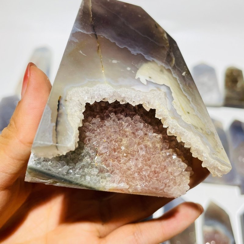 21 Pieces Beautiful Large Agate Geode Druzy Four-Sided Points -Wholesale Crystals