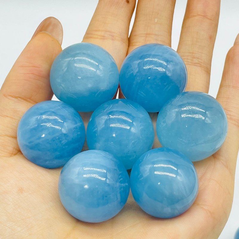 21 Pieces High Quality Aquamarine Spheres -Wholesale Crystals
