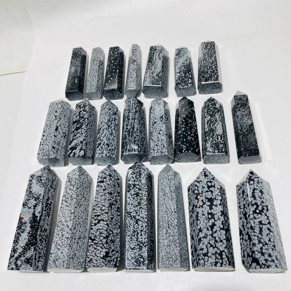 22 Pieces Large Snowflake Obsidian Tower Points -Wholesale Crystals