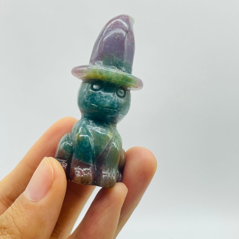 27 Pieces Ocean Jasper Wizard Cat Carving -Wholesale Crystals