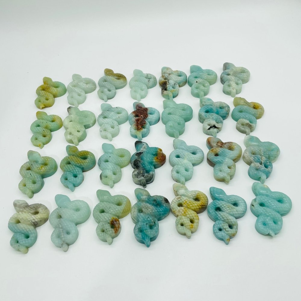 28 Pieces Blue Caribbean Calcite Snake Carving -Wholesale Crystals
