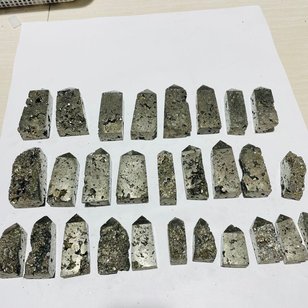 28 Pieces Pyrite Four-Sided Tower Point -Wholesale Crystals