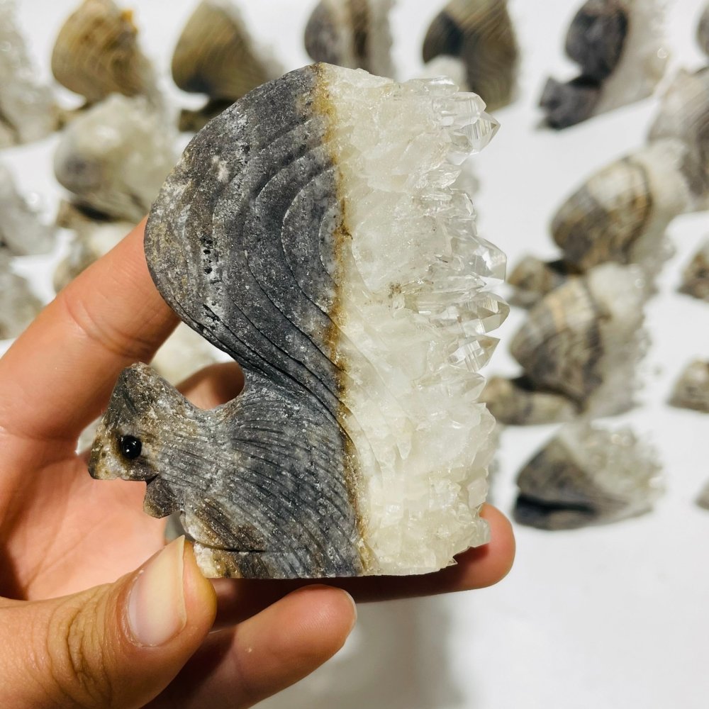 29 Pieces Clear Quartz Cluster Squirrel Carving -Wholesale Crystals