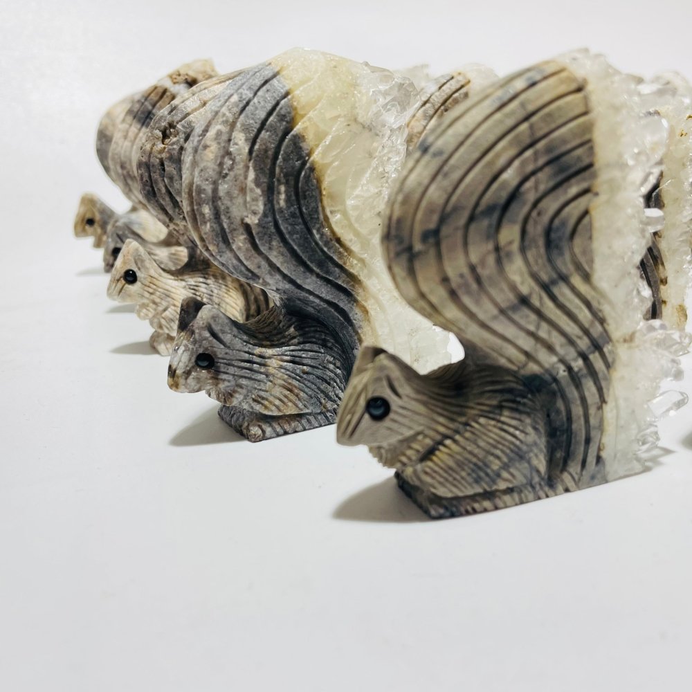 29 Pieces Clear Quartz Cluster Squirrel Carving -Wholesale Crystals