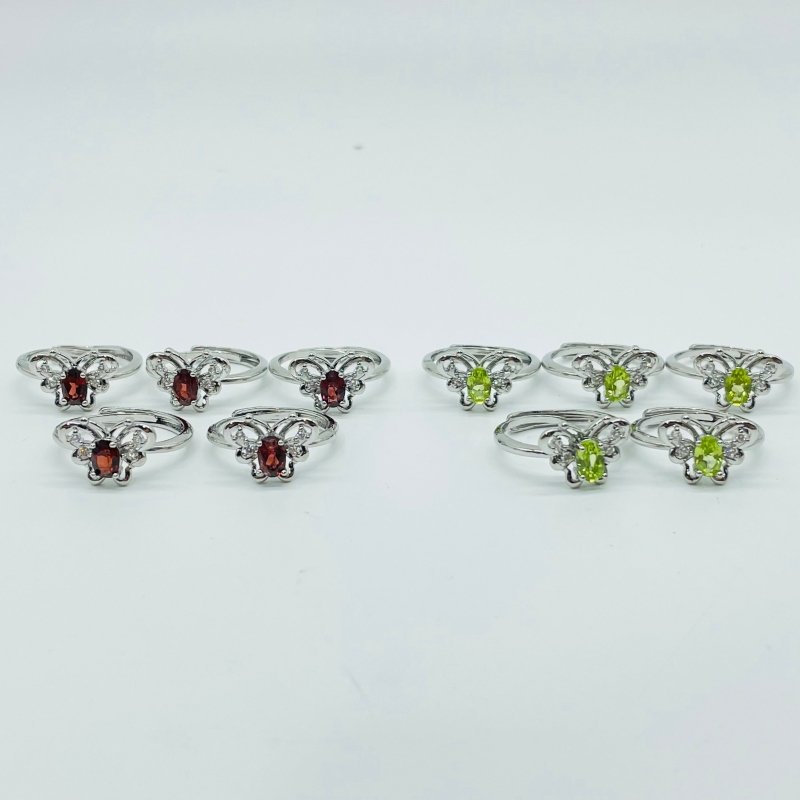 2Types Butterfly Ring Garnet Peridot Cut Faceted Stone Wholesale -Wholesale Crystals