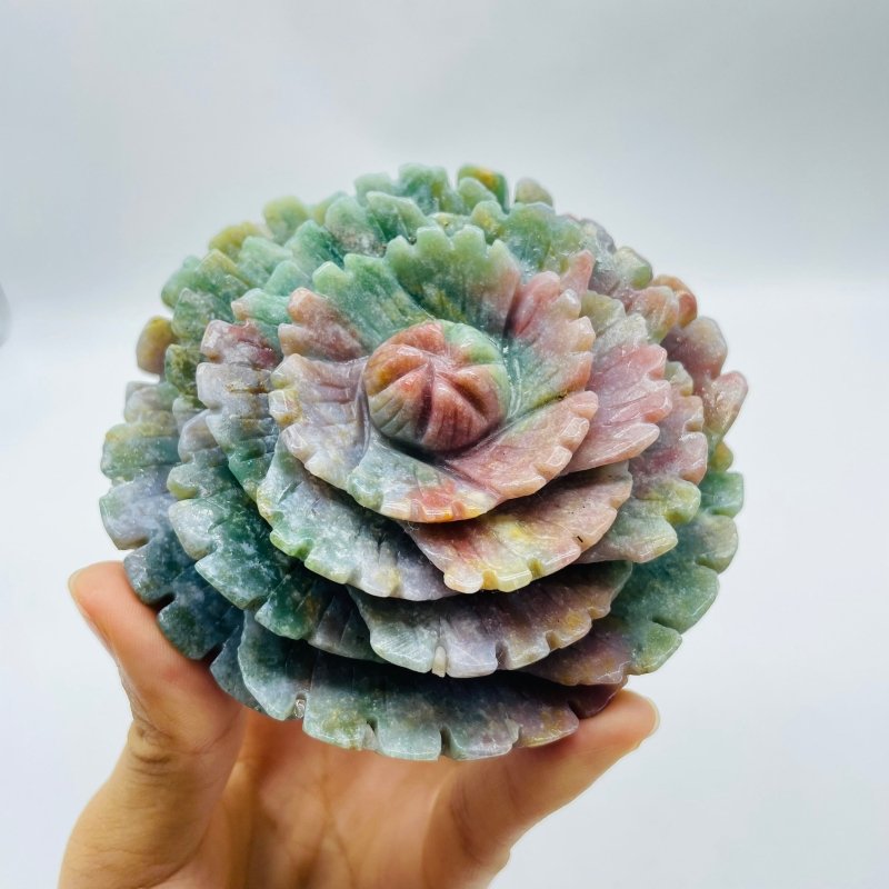 Beautiful Ocean Jasper Lotus Flower Carving Wholesale -Wholesale Crystals