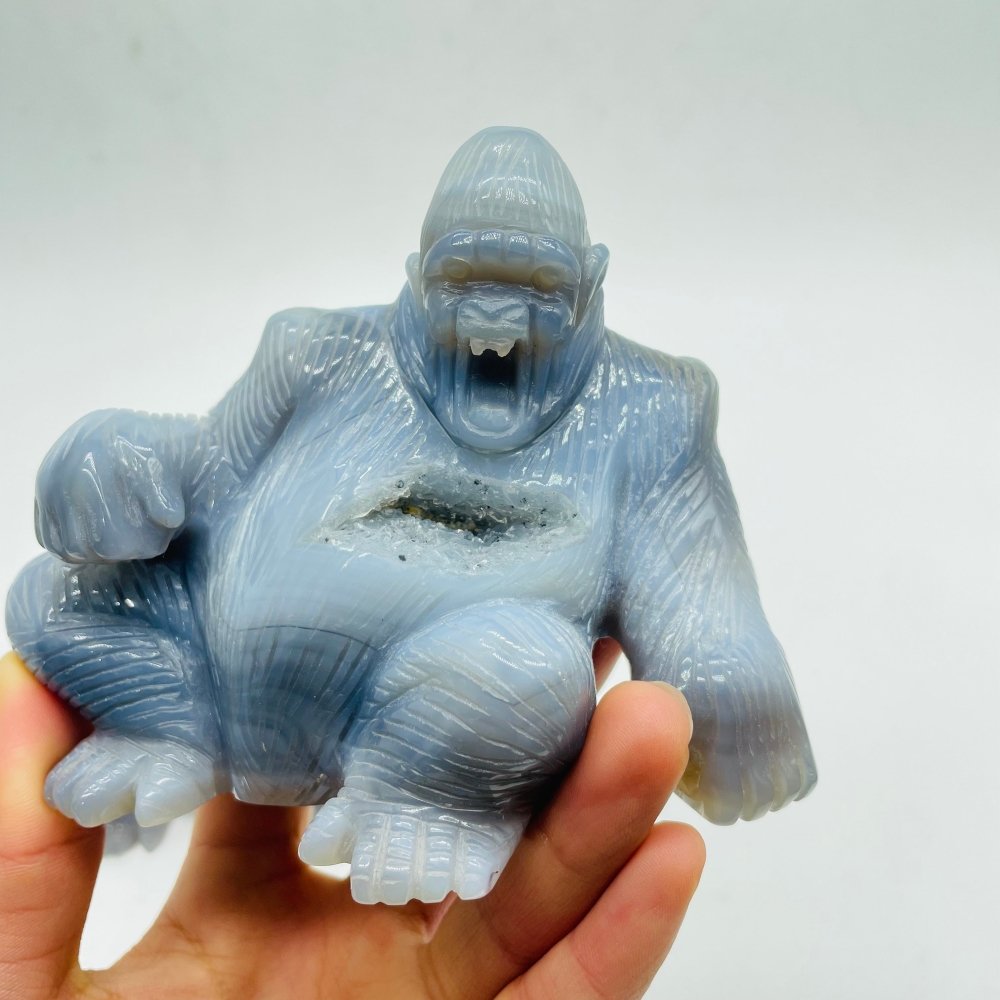 3 Pieces Geode Druzy Agate King Kong Ape Carving -Wholesale Crystals