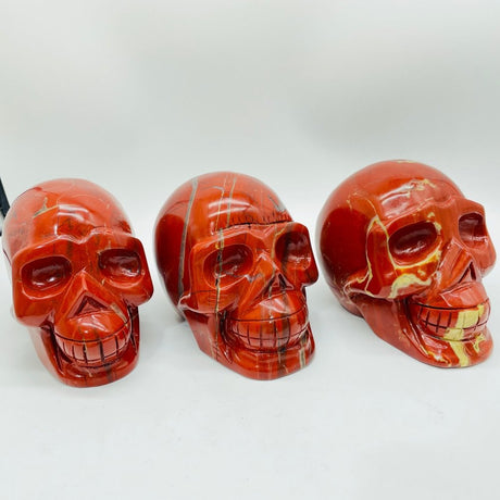 3 Pieces Large Red Jasper Skull Carving -Wholesale Crystals