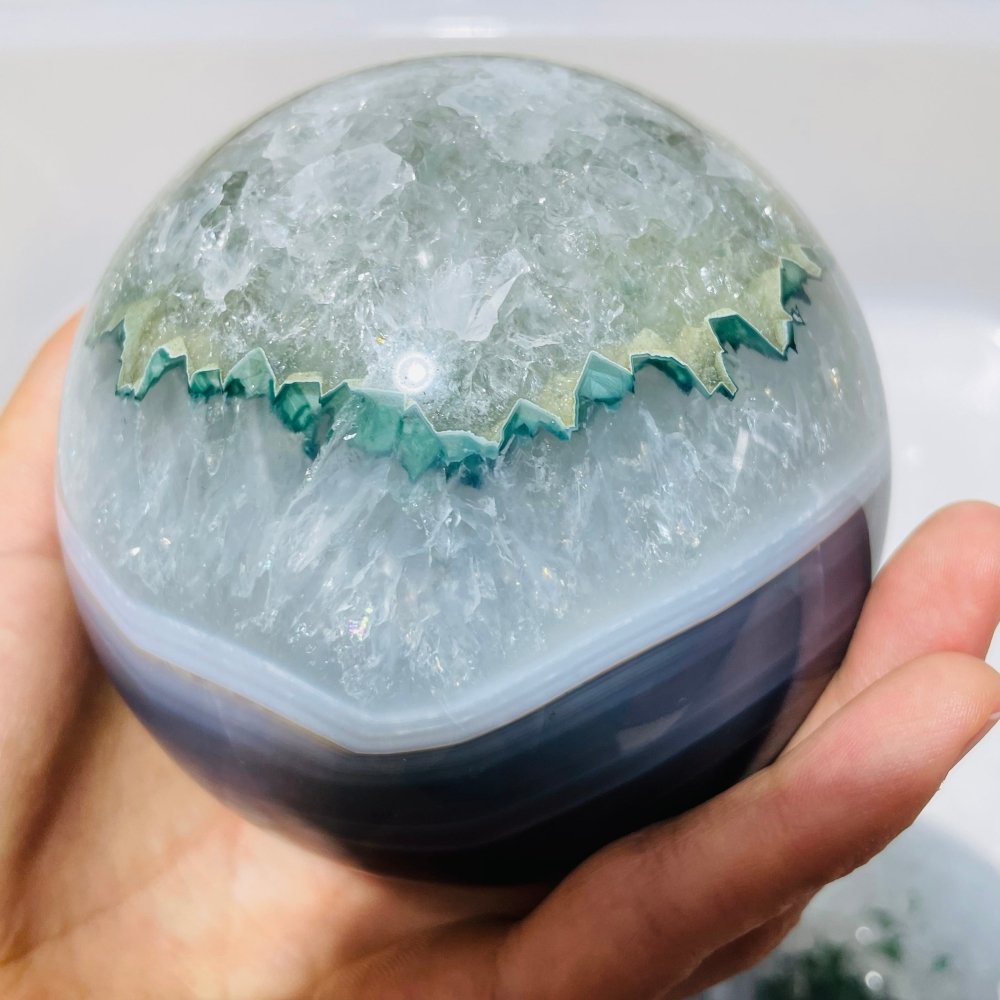 3 Pieces Unique Green Agate Spheres -Wholesale Crystals